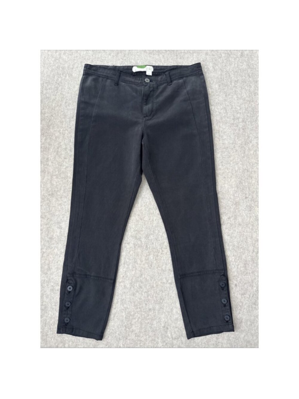 Anthropologie Skinny Ankle Pants Womens 31 Button Hem Washed Black